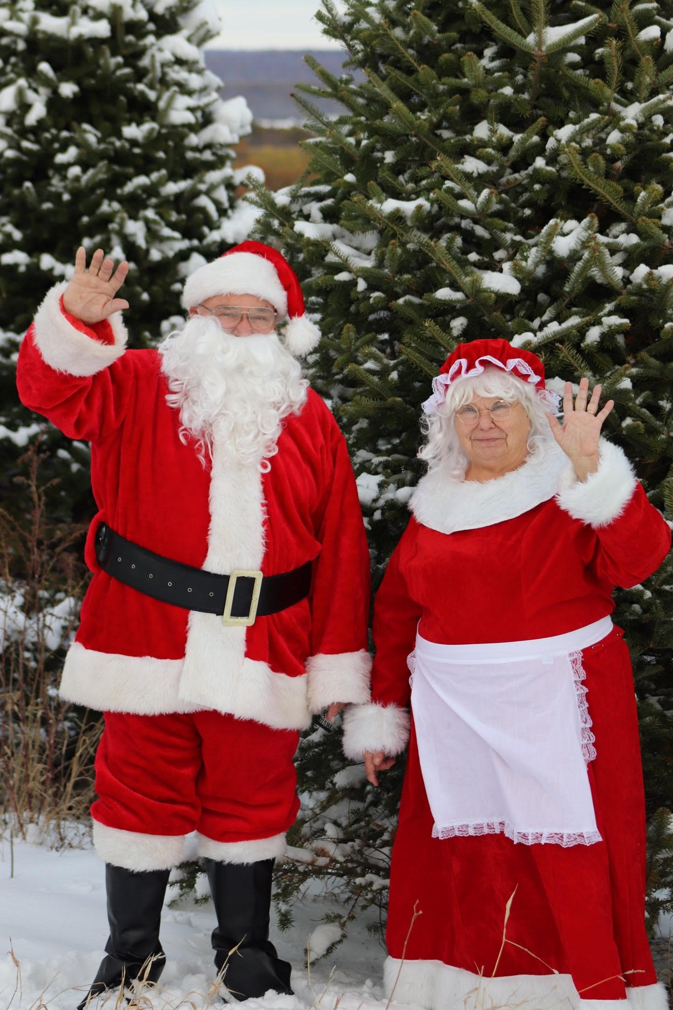 Santa and Mrs. Claus waving